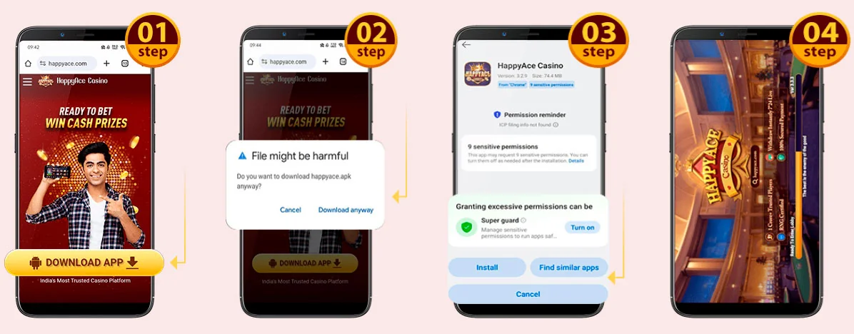 app install guide happyace casino